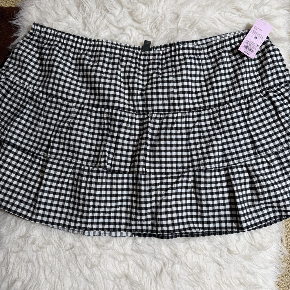 NWT Wild Fable 2X Black and White Checkered Gingham Women's Skirt Skort Shorts - Picture 2 of 5